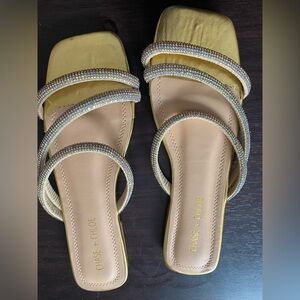 Gold sparkling flat sandals brand new